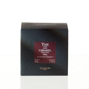Thé Caramel Aromatisé 25 Sachets en Boîte Cristal - Idéal pour les Afterworks et les Désirs Sucrets, Thés Noir GIFTS