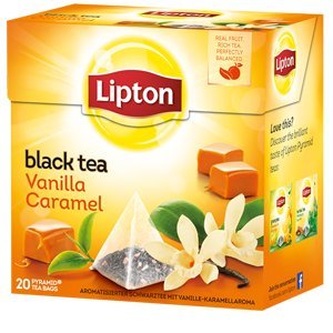 Lipton Thé Noir Vanille Caramel Goût Frais et Equilibré 100% Naturel pour Vitalité 4x20 Sachets 80 Sachets