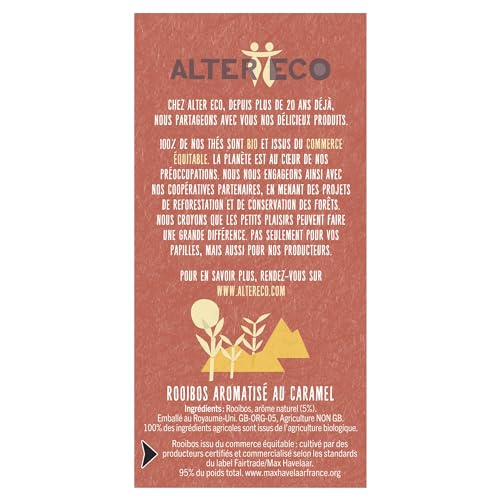 ALTER ECO - Infusion de rooibos caramel bio équitable - Sans théine - 20 sachets | Fairtrade