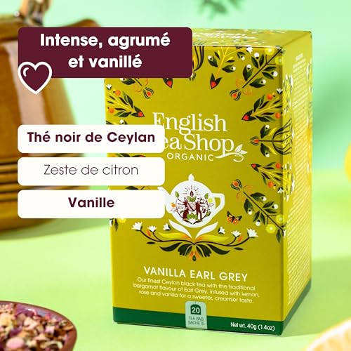 Thé noir Earl Grey biovanille English Tea Shop - Boîte de 20 sachets EU Organic