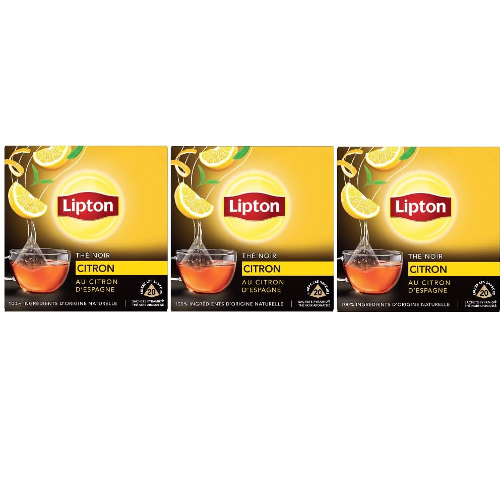 Lipton Thé Noir Citron Schets de Thé Pyramide pour Adultes à la maison en hiver