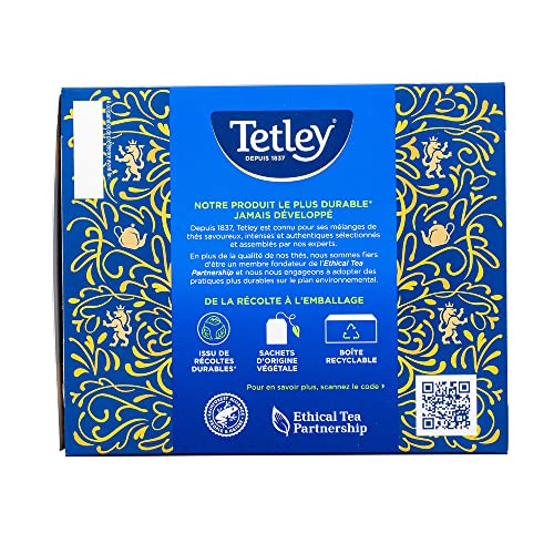 Tetley Thé Noir English Breakfast Arôme Riche et Corsé - Certifié Rainforest Alliance - 100 sachets classiques - Thé Noi