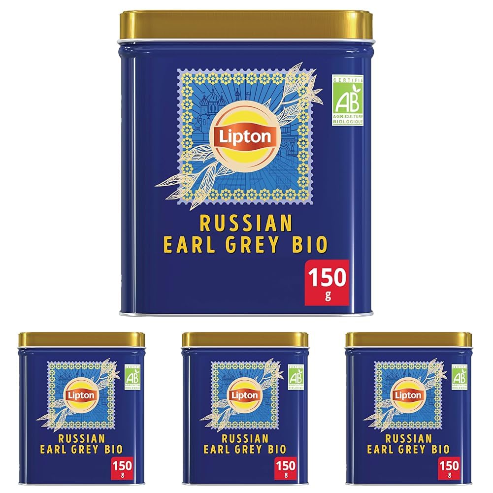 Lipton Sir Thomas, Thé Noir Russian Earl Grey Bio Vitalité 150g (Lot de 4)  
Lipton Sir Thomas, Thé Noir Russian Earl Gr