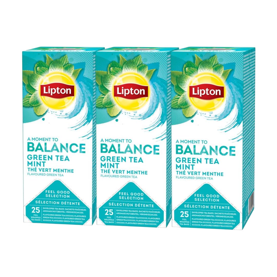 Thé vert menthe Lipton Feel Good Selection 3x25 sachets pour détente et bien-être au bureau