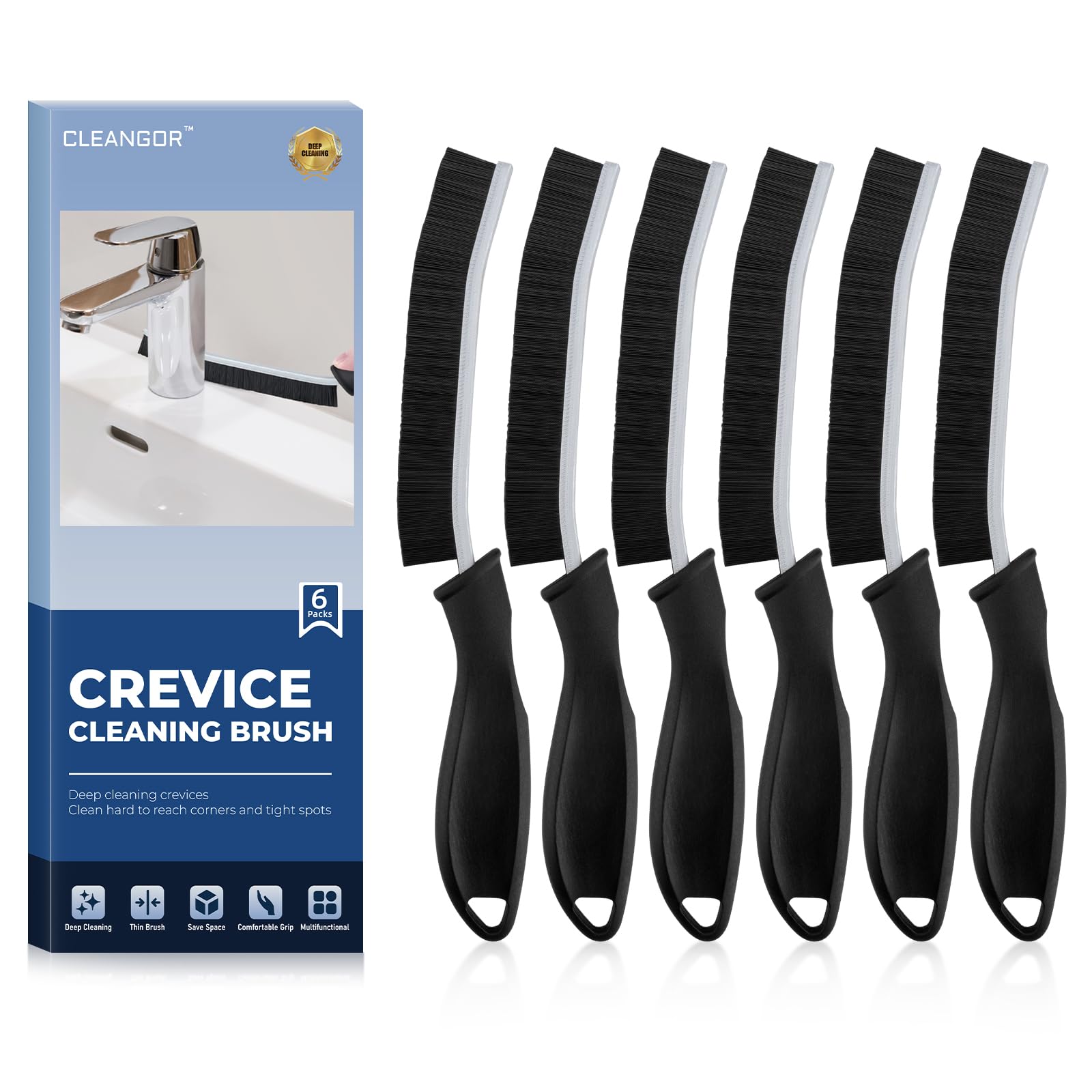 Cleangor Brosse à Joint Carrelage, Brosse Nettoyage Salle de Bain avec Poignée Ergonomique, Brosse Ménage Multi-Usage po