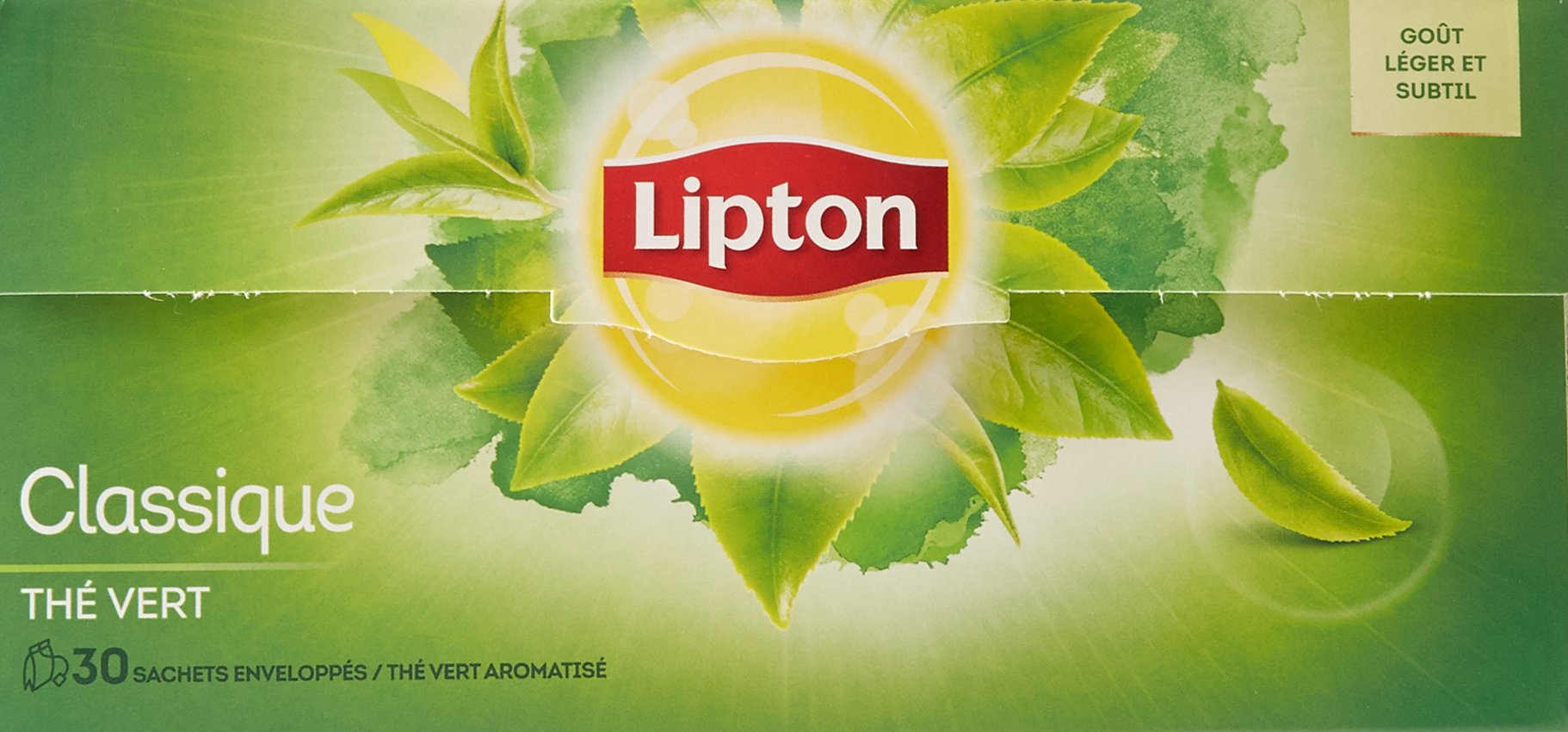Lipton Thé Vert Classique 30 Sachets 48g Rainforest Alliance Authentique pour la Santé
